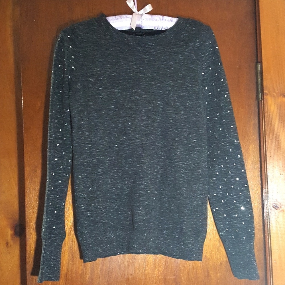 Express | grey sweater with embellished sleeves